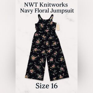Wildflowers Navy Floral Jumpsuit with Pink & Yellow Flowers